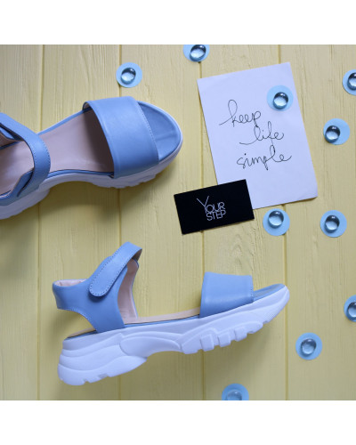 Сандалі з блакитної шкіри на липучках Арт. 10-24/193