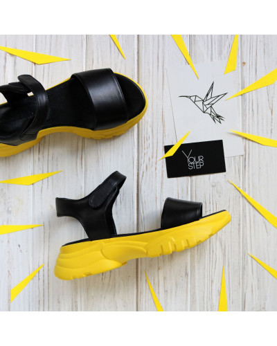 Сандалі з чорної шкіри на липучках Арт. 10-24/193