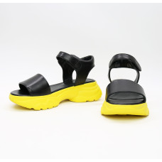 Сандалі з чорної шкіри на липучках Арт. 10-24/193