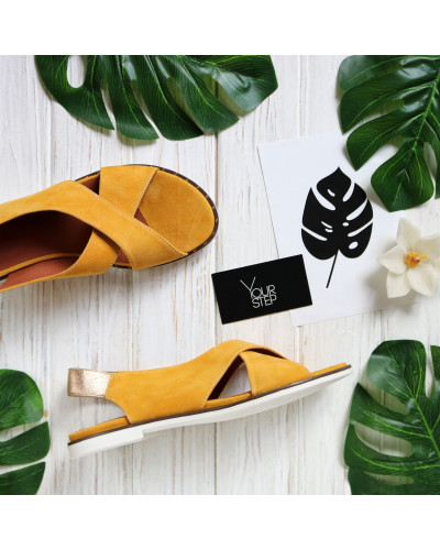 Сандали из горчичного велюра Арт. 10-17Lib