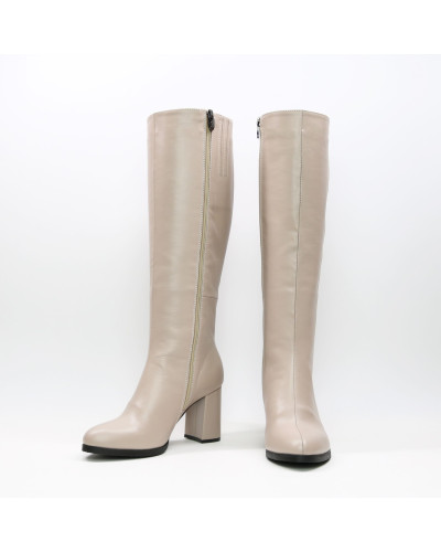 Бежеві чоботи на підборах Арт. 52-1Ok