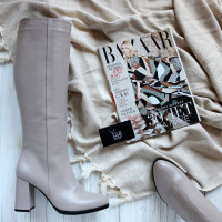 Бежеві чоботи на підборах Арт. 52-1Ok