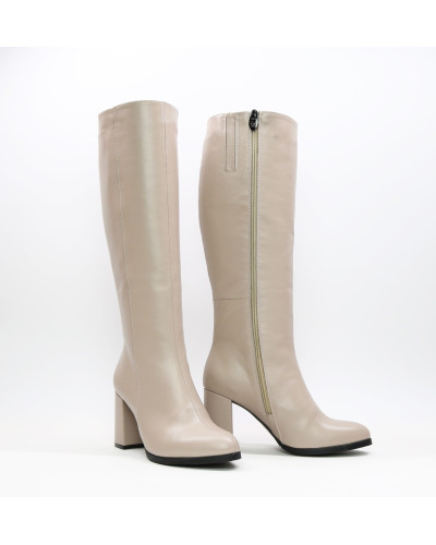 Бежеві чоботи на підборах Арт. 52-1Ok