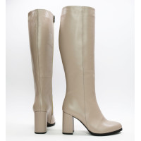 Бежеві чоботи на підборах Арт. 52-1Ok