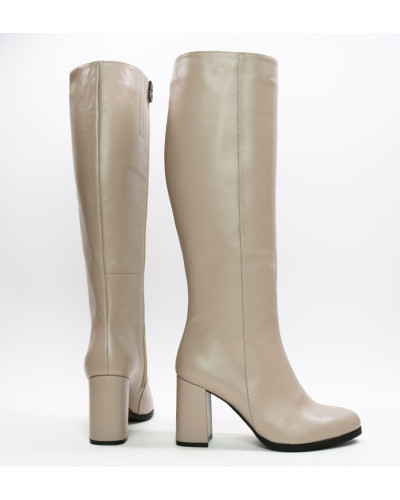 Бежеві чоботи на підборах Арт. 52-1Ok