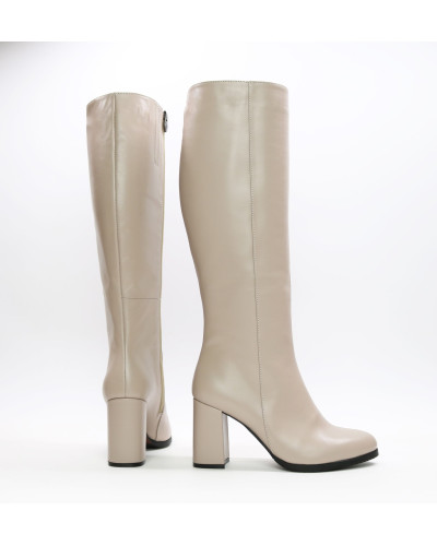 Бежеві чоботи на підборах Арт. 52-1Ok