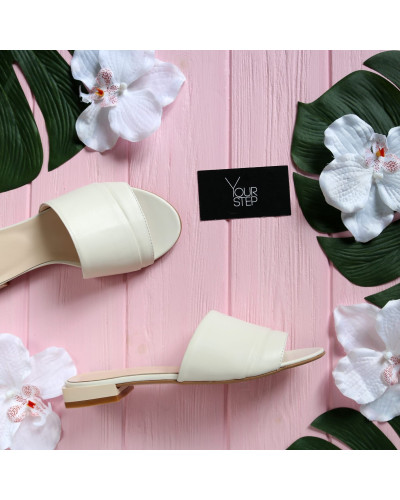 Шльопанці з бежевої шкіри Арт. 10-27/33