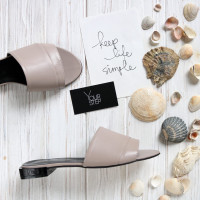 Шльопанці з бежевої шкіри Арт. 10-27/33