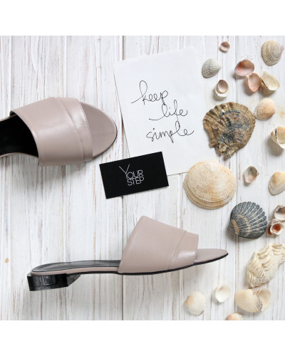 Шльопанці з бежевої шкіри Арт. 10-27/33