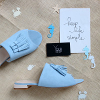 Шльопанці з блакитної замші Арт. 10-30/33