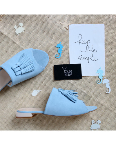 Шльопанці з блакитної замші Арт. 10-30/33