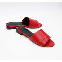 Шльопанці з червоної шкіри Арт. 10-27/33