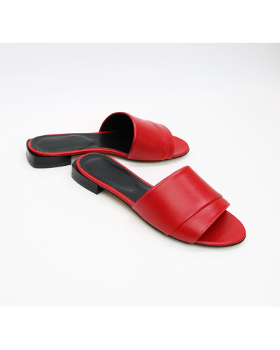 Шльопанці з червоної шкіри Арт. 10-27/33