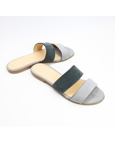 Шльопанці з замші сірого кольору Арт. 10-7