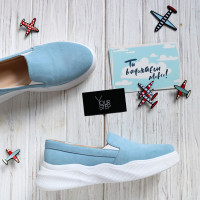 Сліпони із блакитної замші Арт. 15-1/195