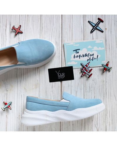 Сліпони із блакитної замші Арт. 15-1/195