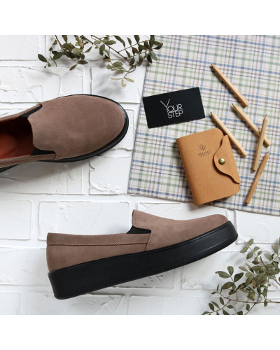 Бежеві замшеві сліпони Арт. 15-1/143