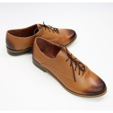 Туфли из рыжей кожи с эффектом потертости  Арт. 05-6/12