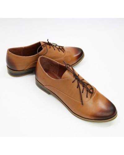 Туфли из рыжей кожи с эффектом потертости  Арт. 05-6/12