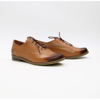 Туфли из рыжей кожи с эффектом потертости  Арт. 05-6/12