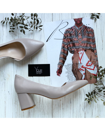 Туфлі-човники з бежевої шкіри Арт. 657-2/47Ок