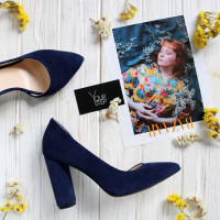 Туфлі-човники з яскраво-синьої замші Арт. 35-5/24Ок