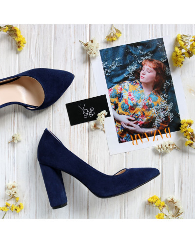 Туфлі-човники з яскраво-синьої замші Арт. 35-5/24Ок