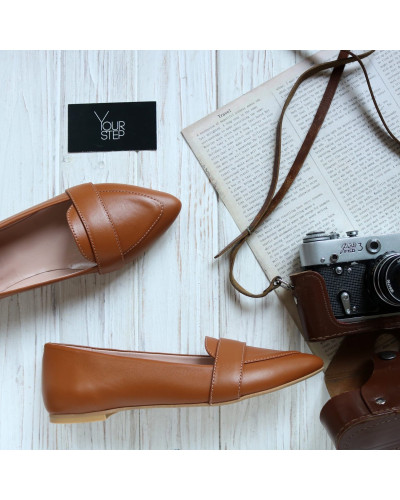 Кожаные балетки в рыжем цвете (Арт.17-7П)