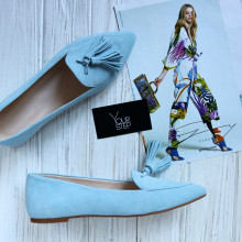 Замшевые балетки с кистями в голубом цвете – утонченность и ежедневный комфорт (Арт.17-7К)