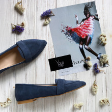 Балетки з замші кольору джинс Арт.: 17-7П