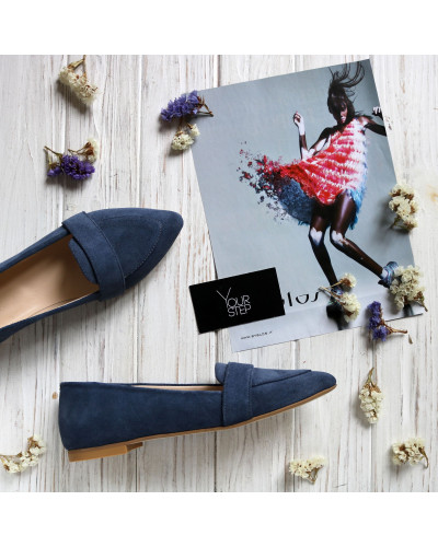 Балетки з замші кольору джинс Арт.: 17-7П