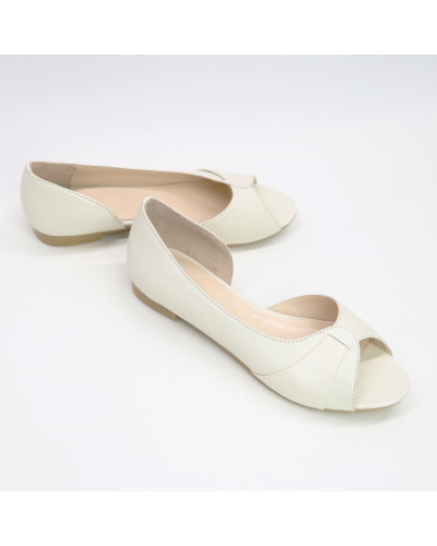 Шкіряні балетки бежевого кольору Арт. 05-2