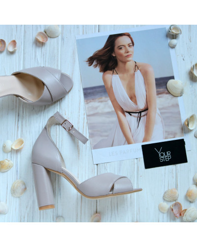 Босоніжки зі шкіри бежевого кольору Арт. 95-12/24Ок