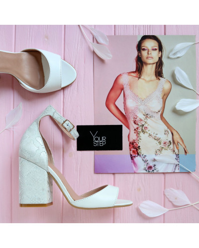 Босоніжки білого кольору на підборах Арт. 95-11/49Ок