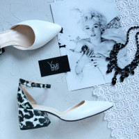 Босоніжки з білої шкіри на підборах Арт. 657-4/w324Ок