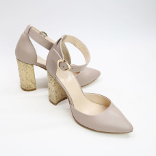 Босоніжки з бежевої шкіри на підборах Арт. 35-7/44Ок