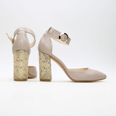 Босоніжки з бежевої шкіри на підборах Арт. 35-7/44Ок