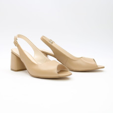 Босоніжки з карамельної шкіри на підборах Арт. 605-9/47Ок