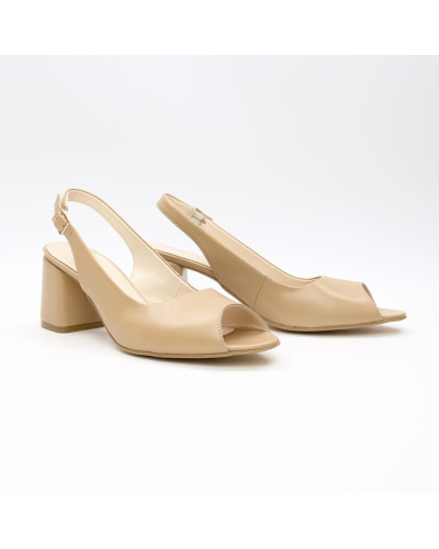 Босоніжки з карамельної шкіри на підборах Арт. 605-9/47Ок