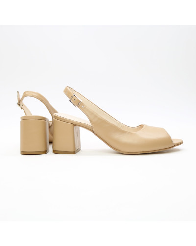 Босоніжки з карамельної шкіри на підборах Арт. 605-9/47Ок