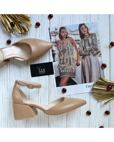 Босоніжки з карамельної шкіри з гострим носиком Арт. 657-4/w324Ок