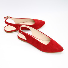 Червоні замшеві слінгбеки з відкритою п’яткою — стильна пара на весну-літо 2025 (Арт. 17‑5)