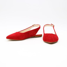 Червоні замшеві слінгбеки з відкритою п’яткою — стильна пара на весну-літо 2025 (Арт. 17‑5)