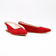 Червоні замшеві слінгбеки з відкритою п’яткою — стильна пара на весну-літо 2025 (Арт. 17‑5)