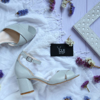 Сірі лакові босоніжки на підборах Арт. 605-10/45Ок