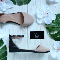 Босоножки из шоколадной кожи и замши оттенка бледный персик Арт. 01-2VG