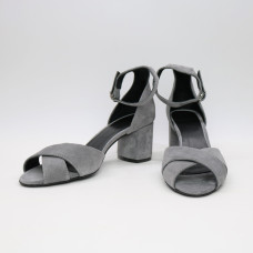 Босоніжки сірого кольору на підборах Арт. 605-10/45Ок