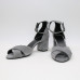 Босоножки из замши светло-серого цвета на низком каблуке Арт. 605-10/45Ок