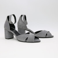 Босоніжки сірого кольору на підборах Арт. 605-10/45Ок