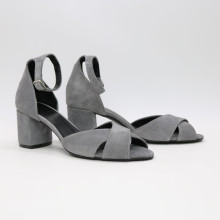 Босоніжки сірого кольору на підборах Арт. 605-10/45Ок